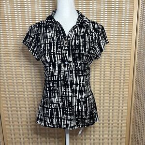 Alfani Black and White Button Down Shirt